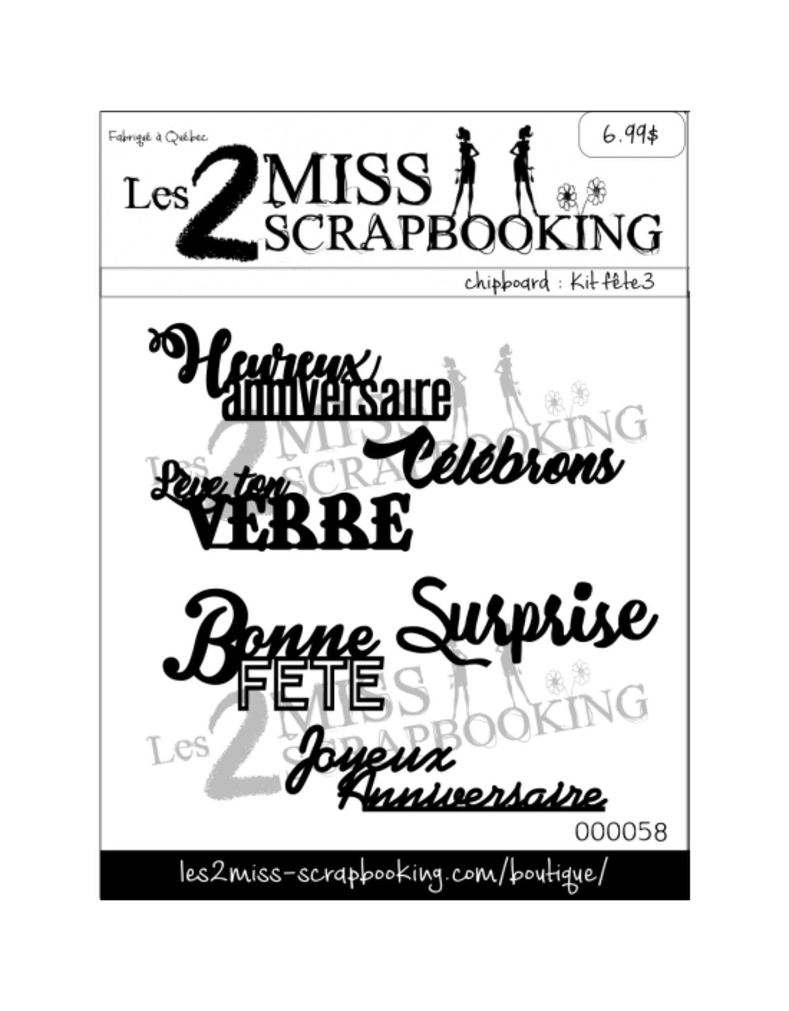 LES 2 MISS SCRAPBOOKING LES 2 MISS SCRAPBOOKING KIT FÊTE 3 CHIPBOARD