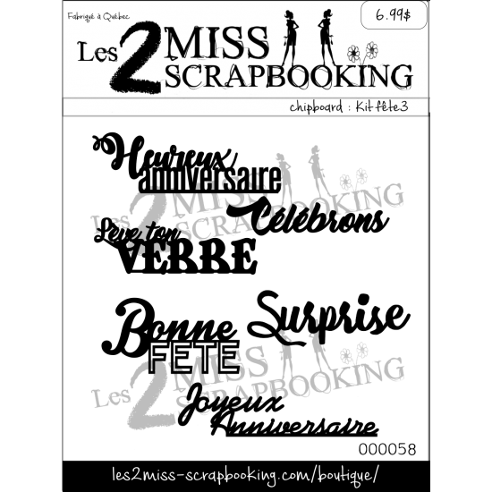 LES 2 MISS SCRAPBOOKING LES 2 MISS SCRAPBOOKING KIT FÊTE 3 CHIPBOARD