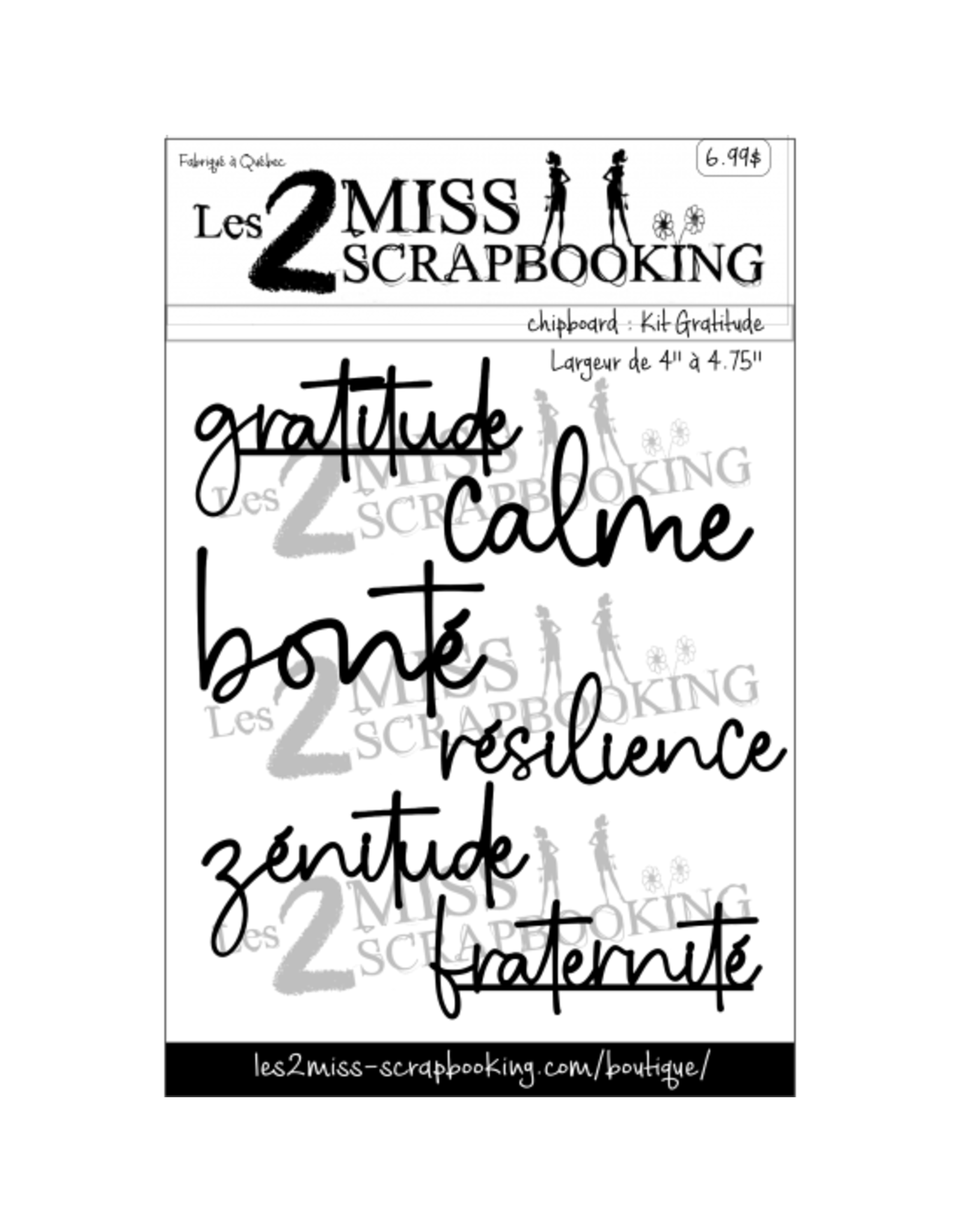 LES 2 MISS SCRAPBOOKING LES 2 MISS SCRAPBOOKING KIT GRATITUDE CHIPBOARD