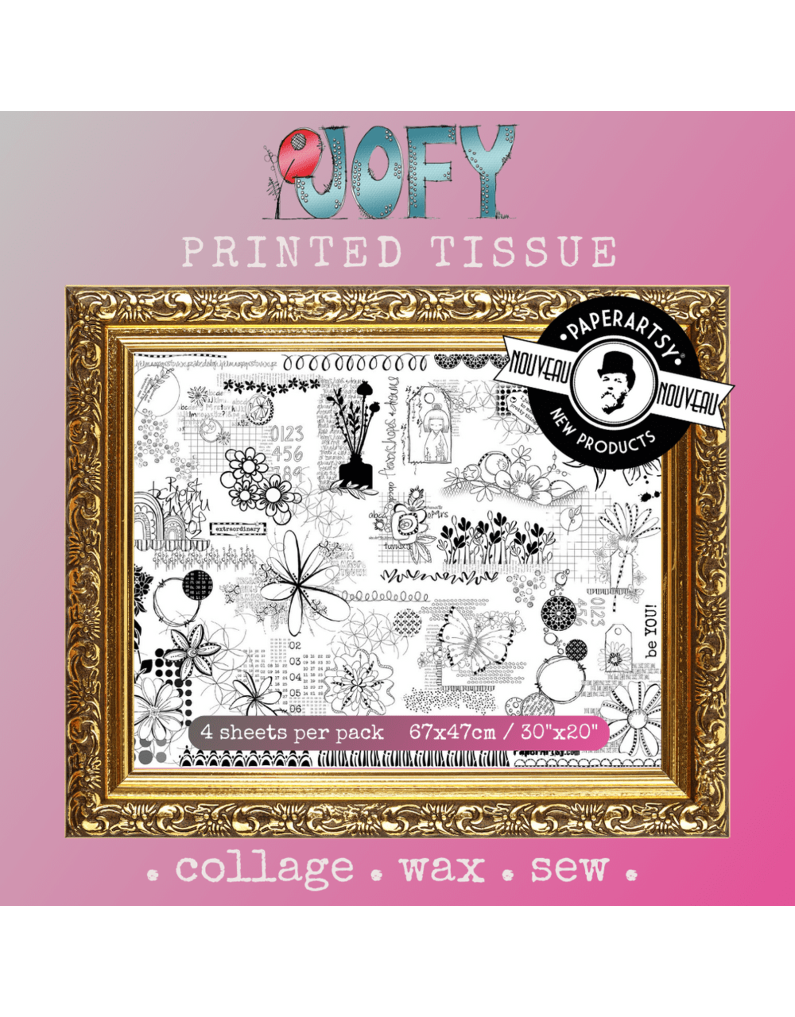 PAPER ARTSY PAPER ARTSY JOFY PRINTED TISSUE COLLAGE PAPER 4 SHEETS