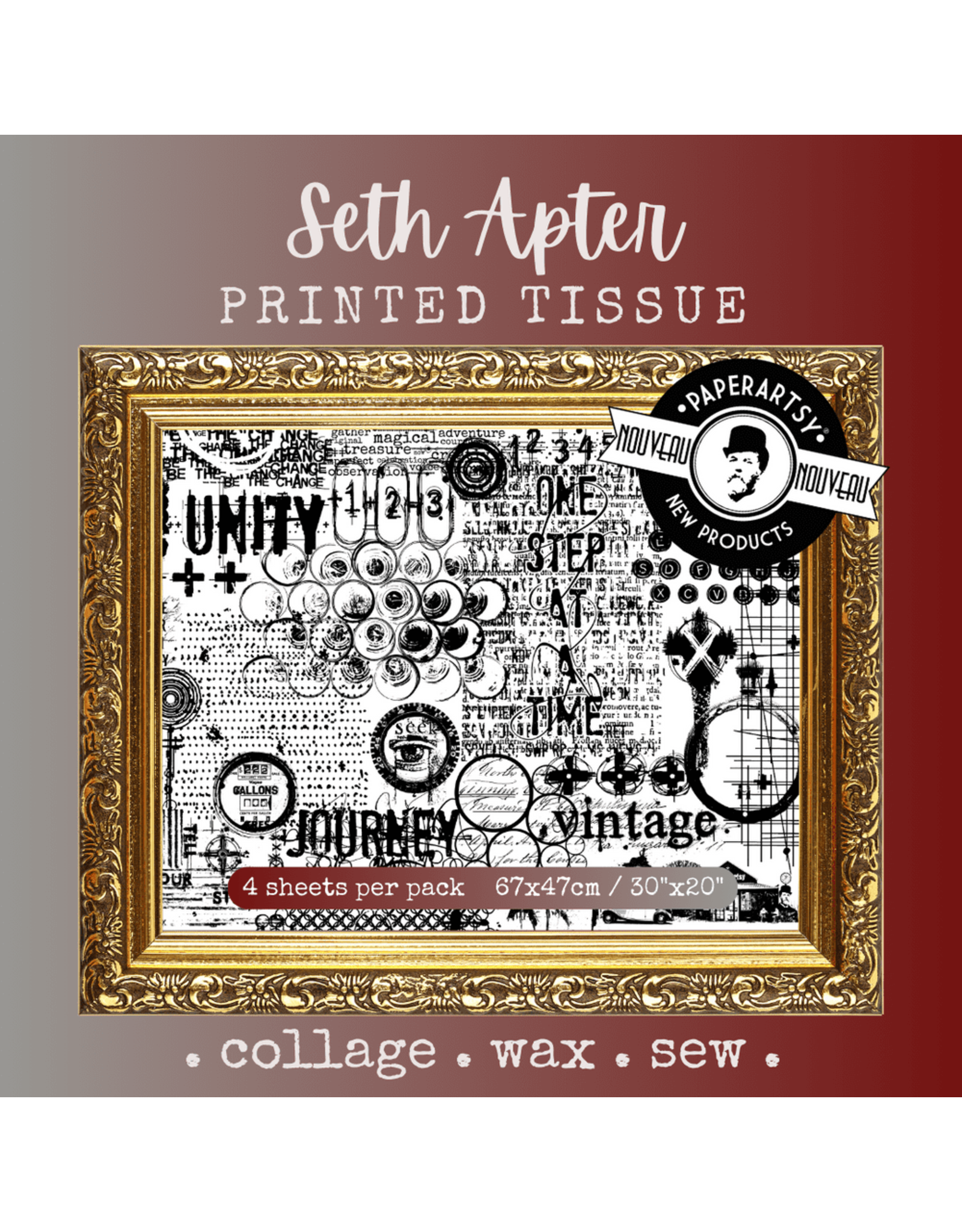 PAPER ARTSY PAPER ARTSY SETH APTER PRINTED TISSUE COLLAGE PAPER 4 SHEETS