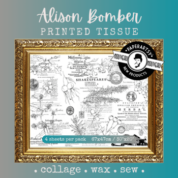 PAPER ARTSY PAPER ARTSY ALISON BOMBER PRINTED TISSUE COLLAGE PAPER 4 SHEETS