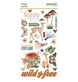 SIMPLE STORIES SIMPLE STORIES SIMPLE VINTAGE WOODLANDS 6x12 CHIPBOARD STICKERS 27/PK