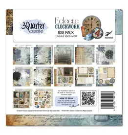 3QUARTER DESIGNS 3QUARTER DESIGNS ECLECTIC CLOCKWORK 8x8 PAPER PACK 12 SHEETS