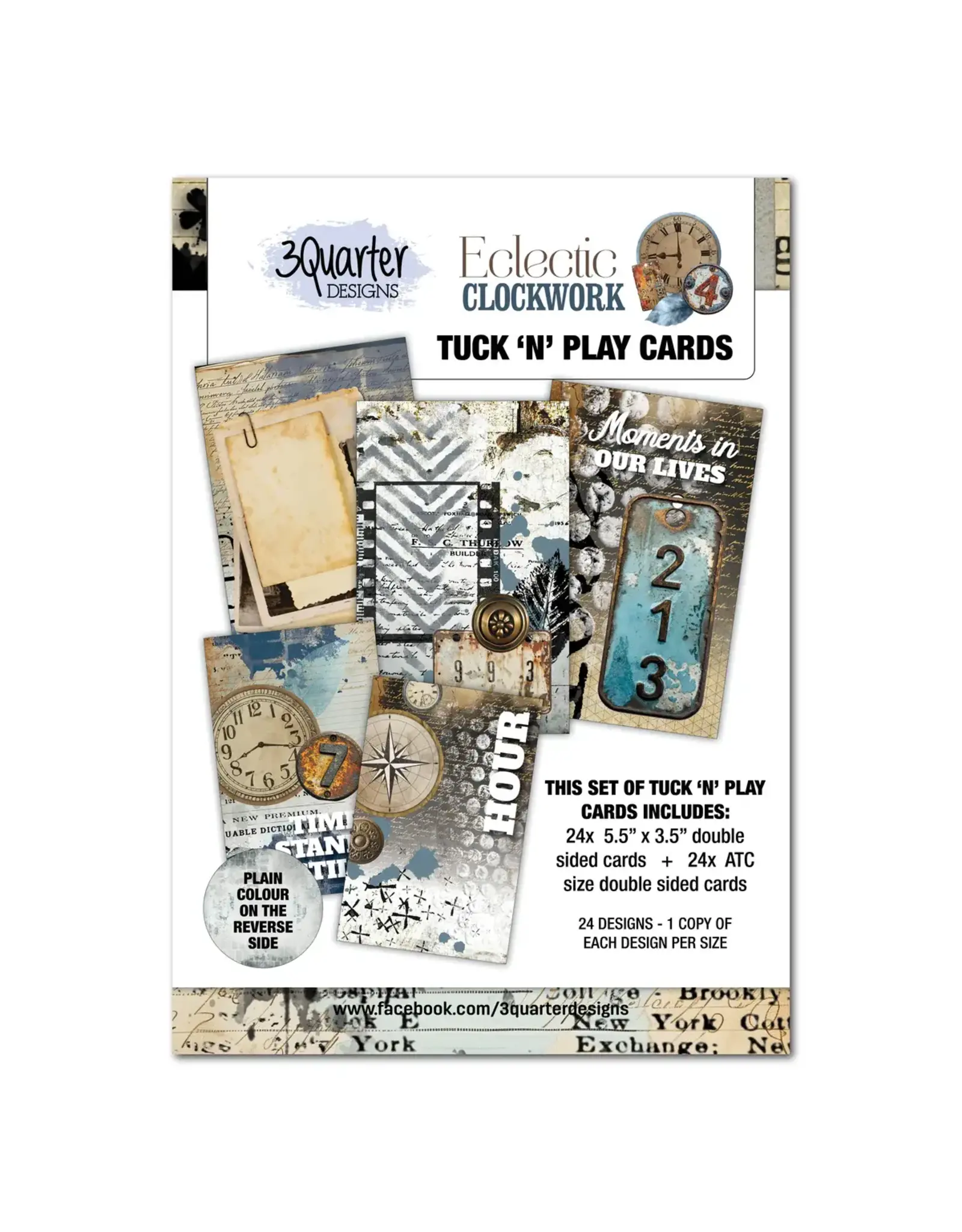 3QUARTER DESIGNS 3QUARTER DESIGNS ECLECTIC CLOCKWORK COLLECTION TUCK 'N' PLAY CARDS SET