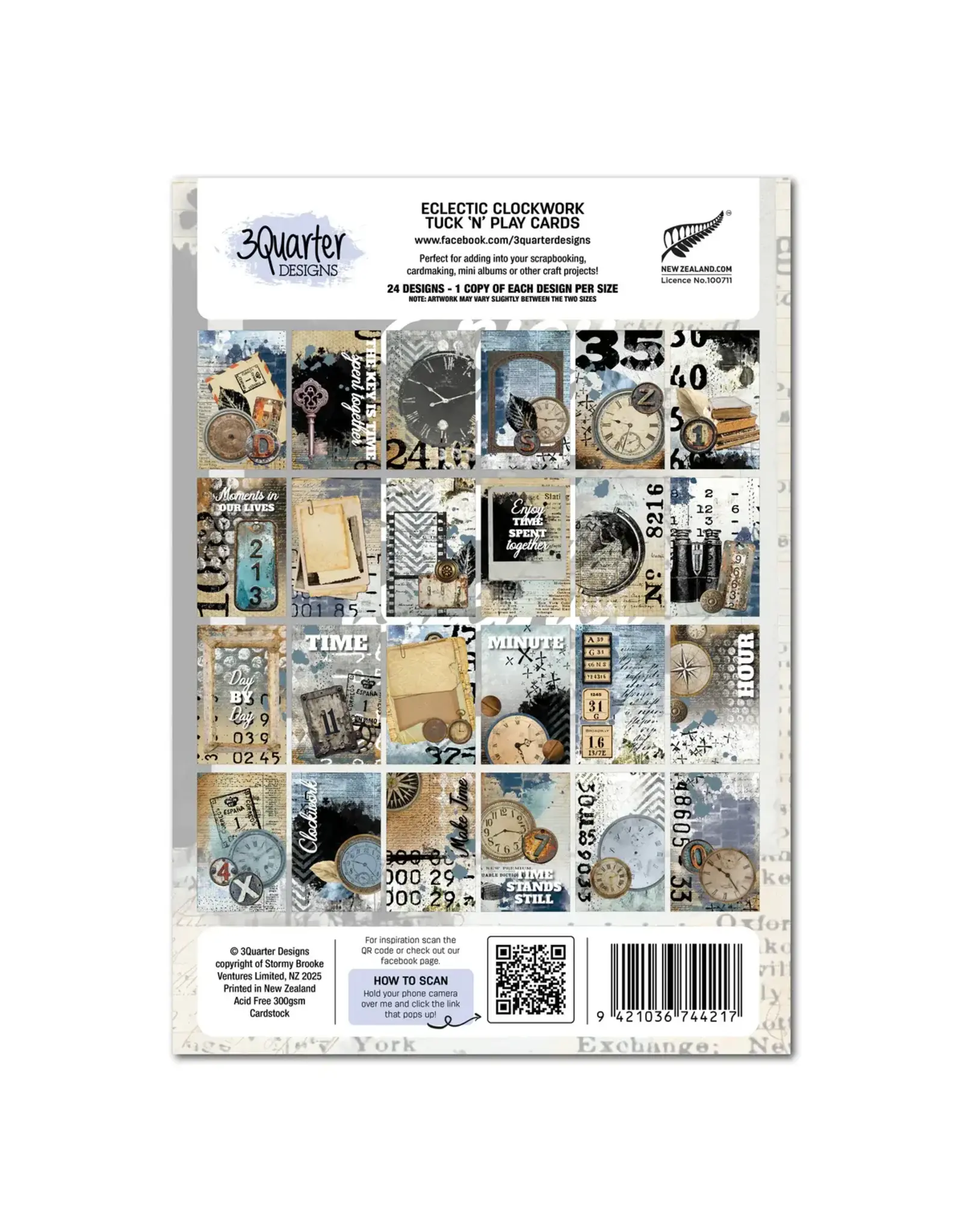 3QUARTER DESIGNS 3QUARTER DESIGNS ECLECTIC CLOCKWORK COLLECTION TUCK 'N' PLAY CARDS SET