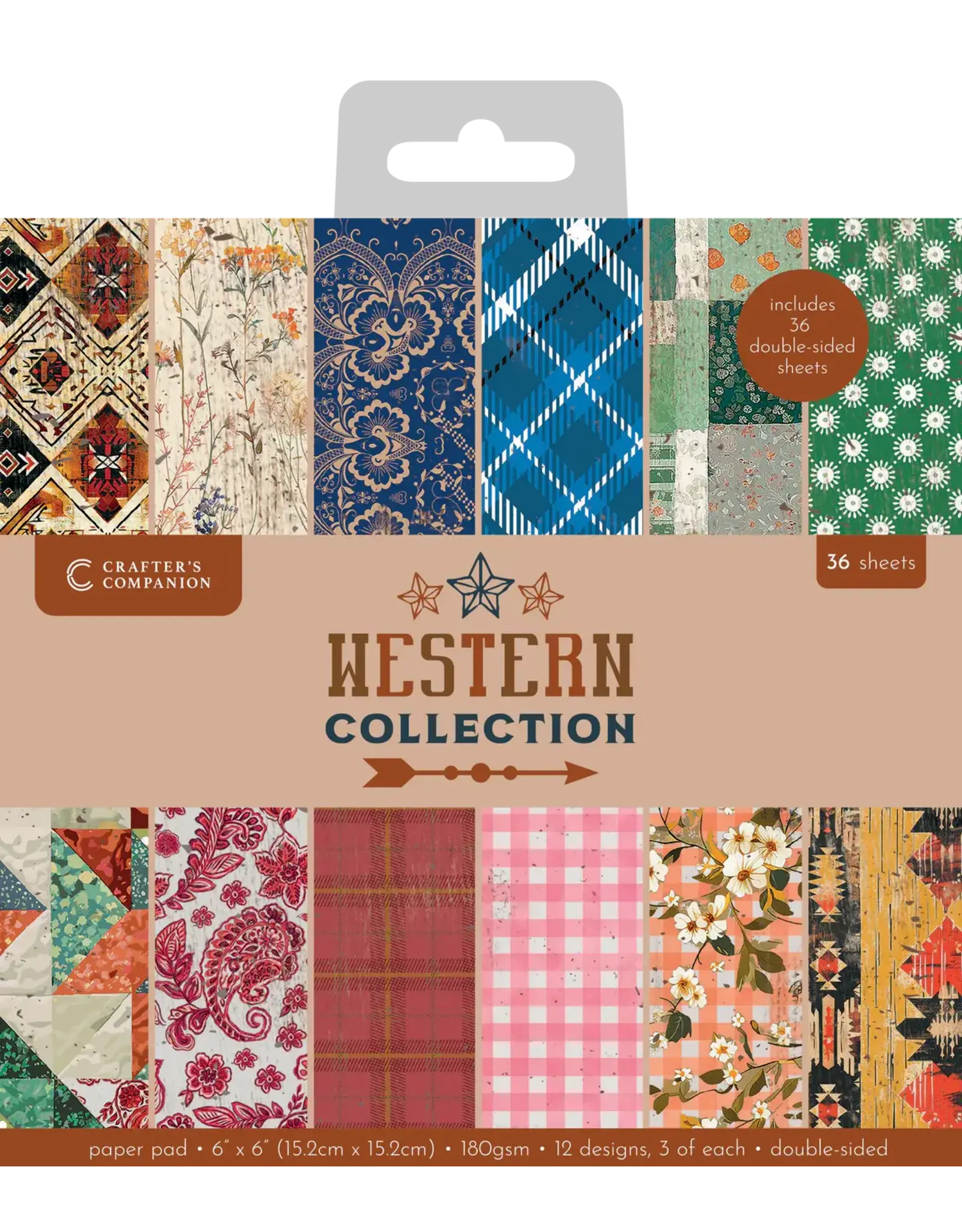 CRAFTERS COMPANION CRAFTERS COMPANION WESTERN COLLECTION 6x6 PAPER PAD 36 SHEETS