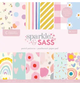 CRAFTERS COMPANION CRAFTER'S COMPANION SPARKLE & SASS  PASTEL PATTERNS 6x6 PAPER PAD 24 SHEETS