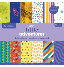 CRAFTERS COMPANION CRAFTER'S COMPANION LITTLE ADVENTURER BOLD PATTERNS 6x6 PAPER PAD 24 SHEETS