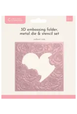 CRAFTERS COMPANION CRAFTERS COMPANION RADIANT ROSE 3D EMBOSSING FOLDER, STENCIL AND DIE SET