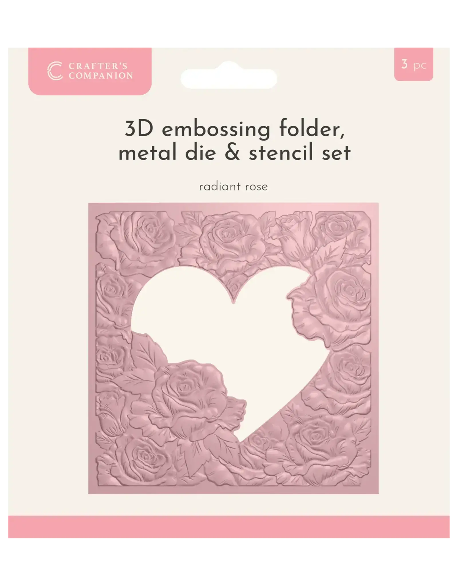 CRAFTERS COMPANION CRAFTERS COMPANION RADIANT ROSE 3D EMBOSSING FOLDER, STENCIL AND DIE SET