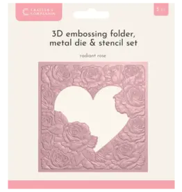 CRAFTERS COMPANION CRAFTERS COMPANION RADIANT ROSE 3D EMBOSSING FOLDER, STENCIL AND DIE SET