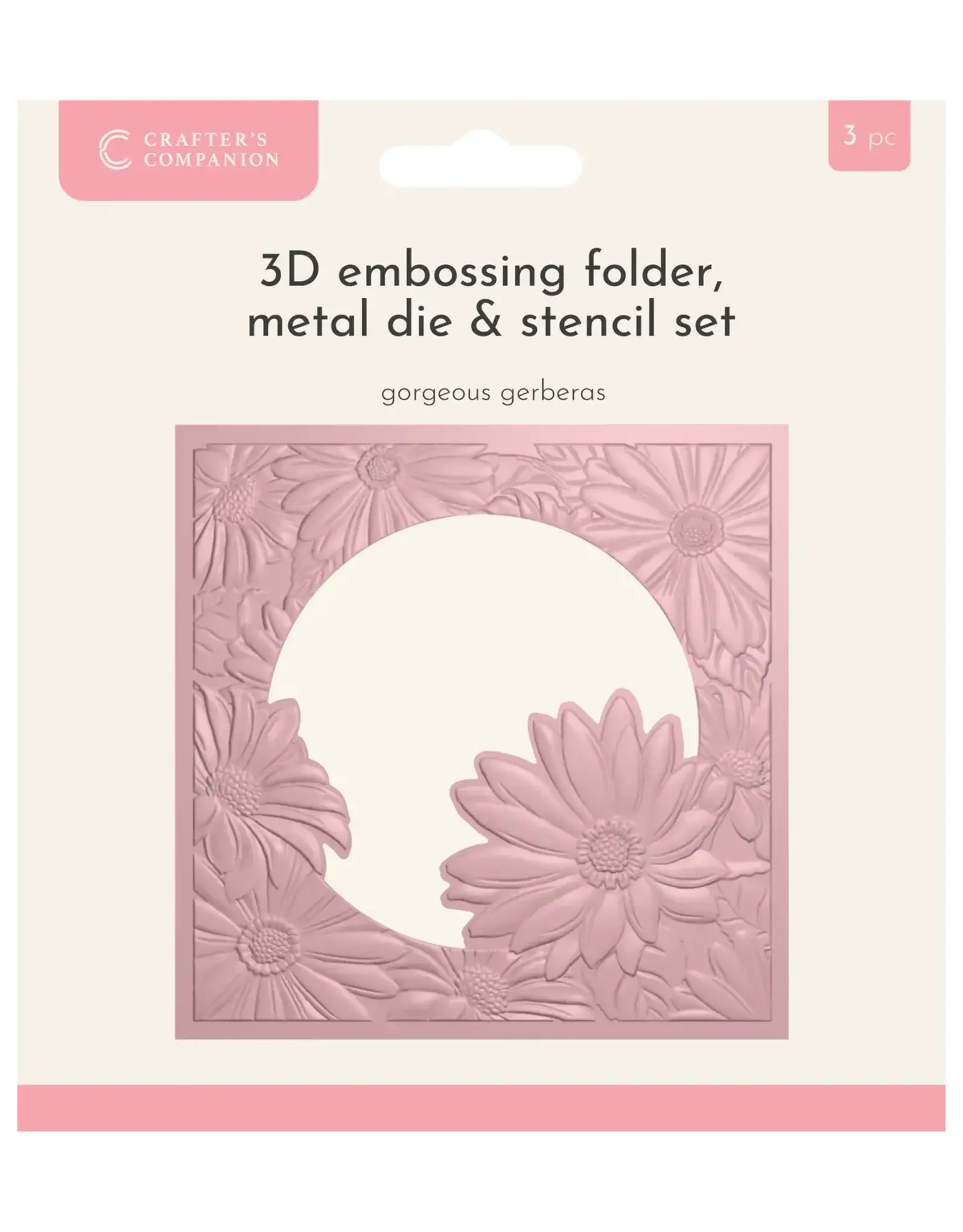 CRAFTERS COMPANION CRAFTERS COMPANION GORGEOUS GERBERAS 3D EMBOSSING FOLDER, STENCIL AND DIE SET