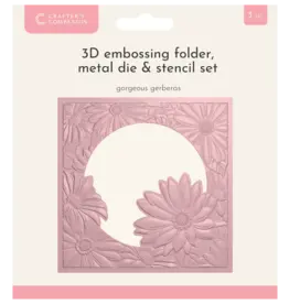 CRAFTERS COMPANION CRAFTERS COMPANION GORGEOUS GERBERAS 3D EMBOSSING FOLDER, STENCIL AND DIE SET