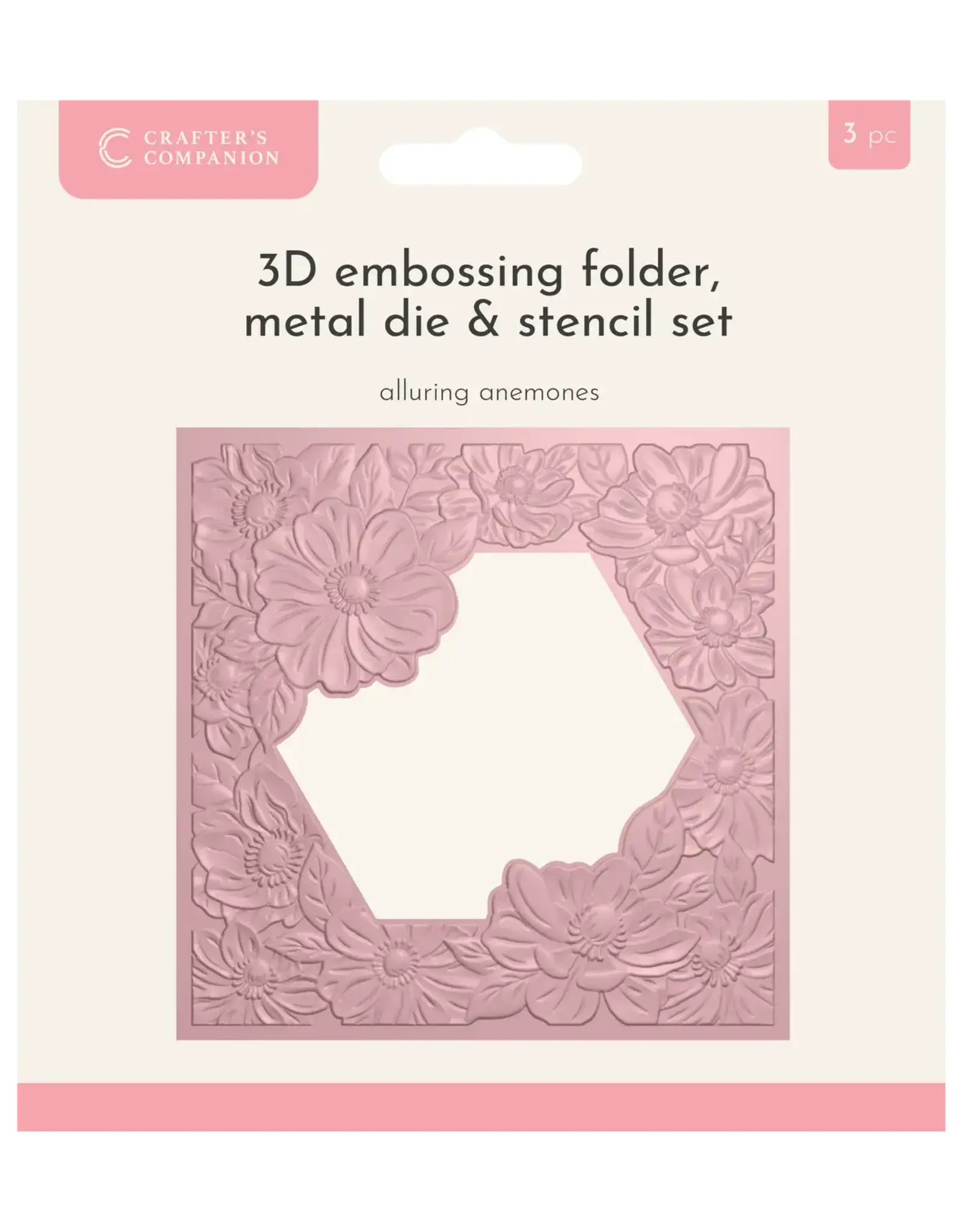CRAFTERS COMPANION CRAFTERS COMPANION ALLURING ANEMONES 3D EMBOSSING FOLDER, STENCIL AND DIE SET