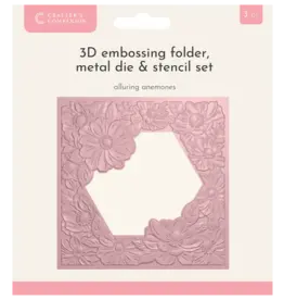 CRAFTERS COMPANION CRAFTERS COMPANION ALLURING ANEMONES 3D EMBOSSING FOLDER, STENCIL AND DIE SET
