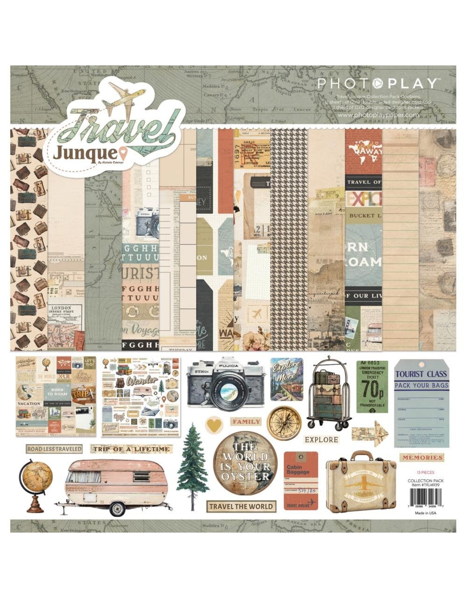 PHOTOPLAY PAPER PHOTOPLAY TRAVEL JUNQUE 12x12 COLLECTION PACK