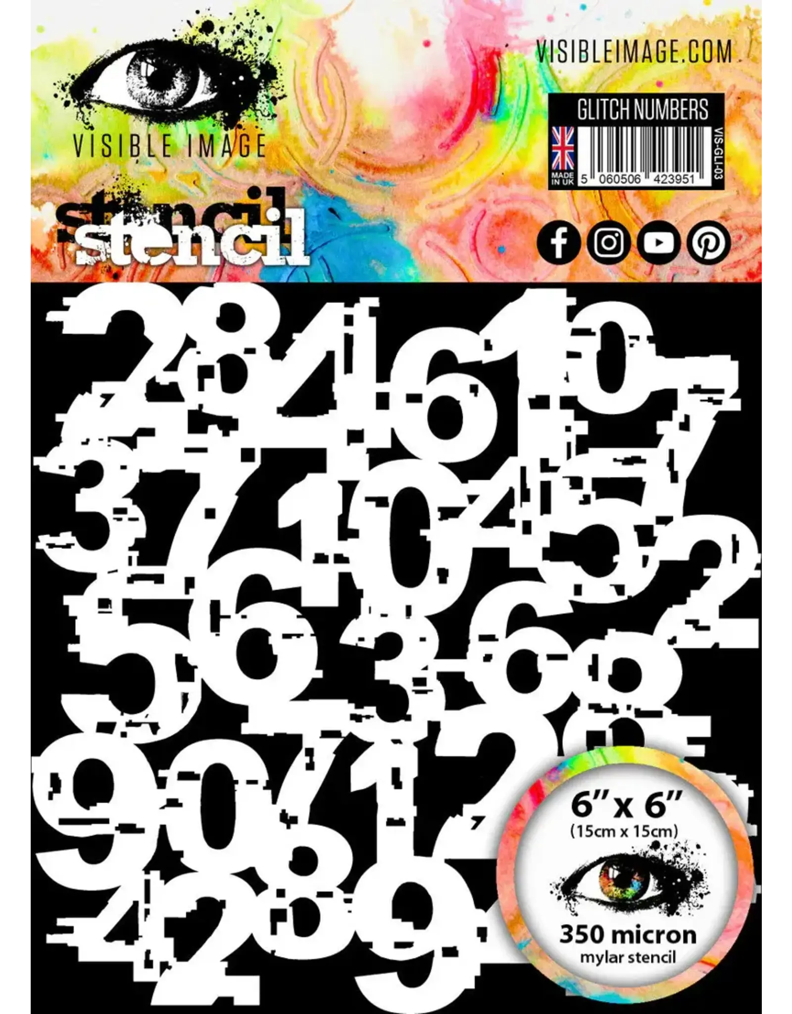 VISIBLE IMAGE VISIBLE IMAGE GLITCH NUMBERS 6x6 STENCIL