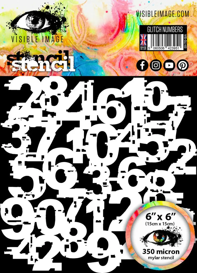 VISIBLE IMAGE VISIBLE IMAGE GLITCH NUMBERS 6x6 STENCIL
