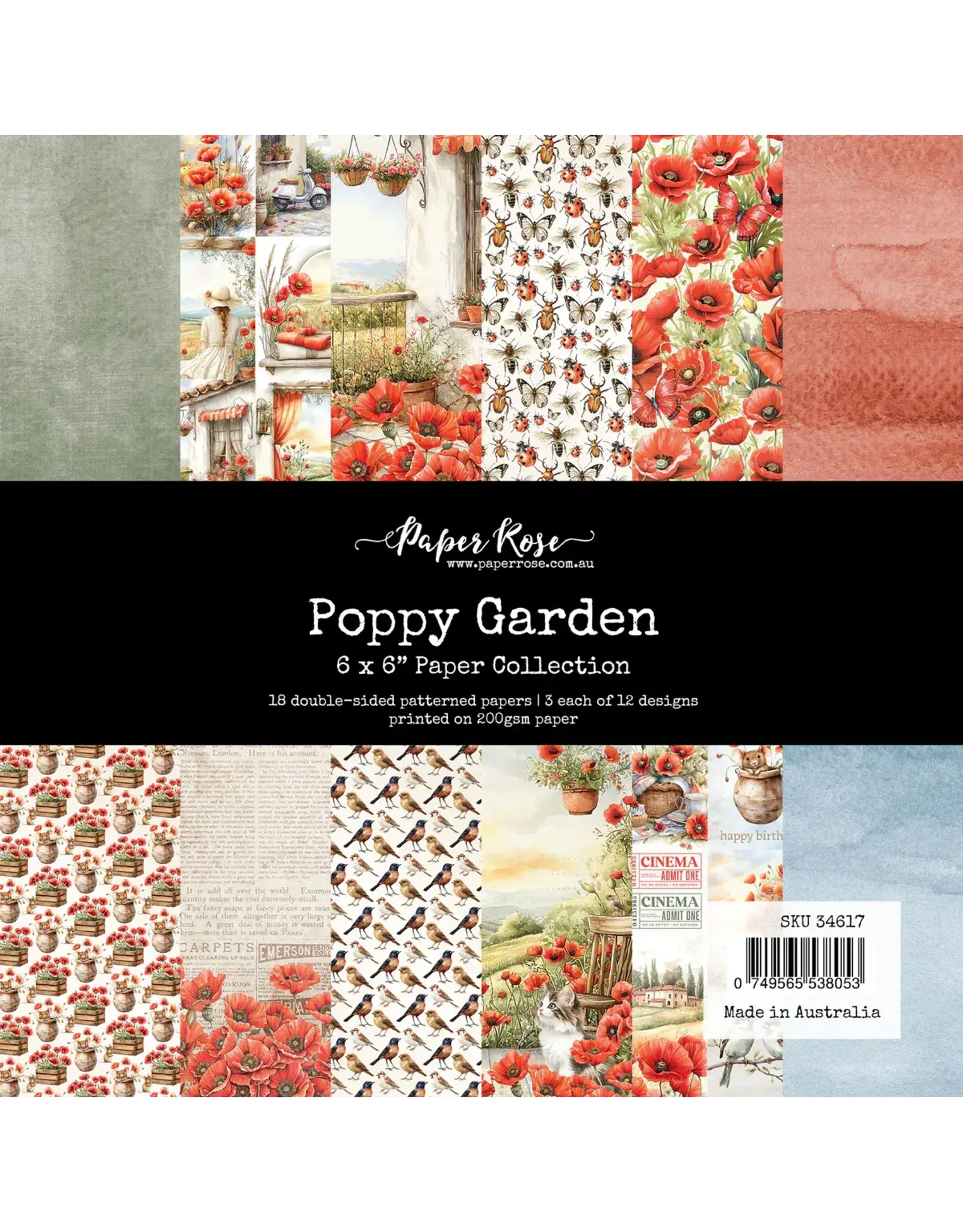PAPER ROSE PAPER ROSE POPPY GARDEN 6x6 PAPER COLLECTION
