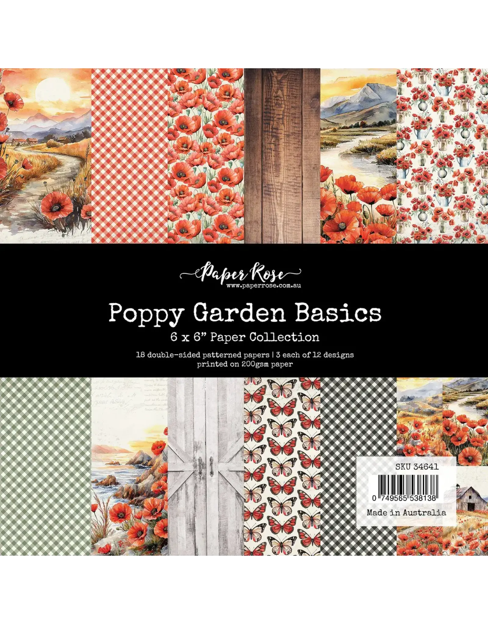 PAPER ROSE PAPER ROSE POPPY GARDEN 6x6 BASICS PAPER COLLECTION