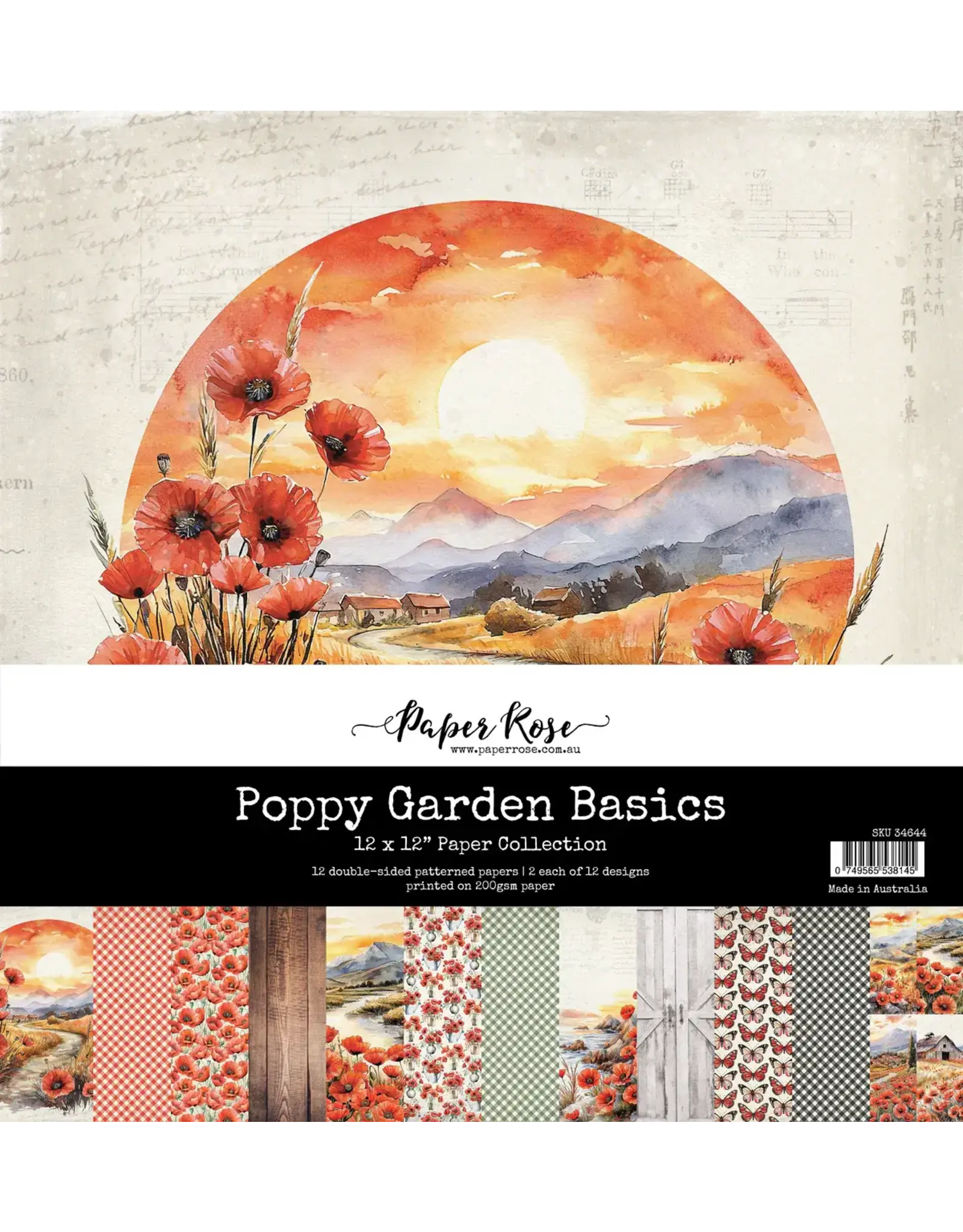 PAPER ROSE PAPER ROSE POPPY GARDEN BASICS 12x12 PAPER COLLECTION