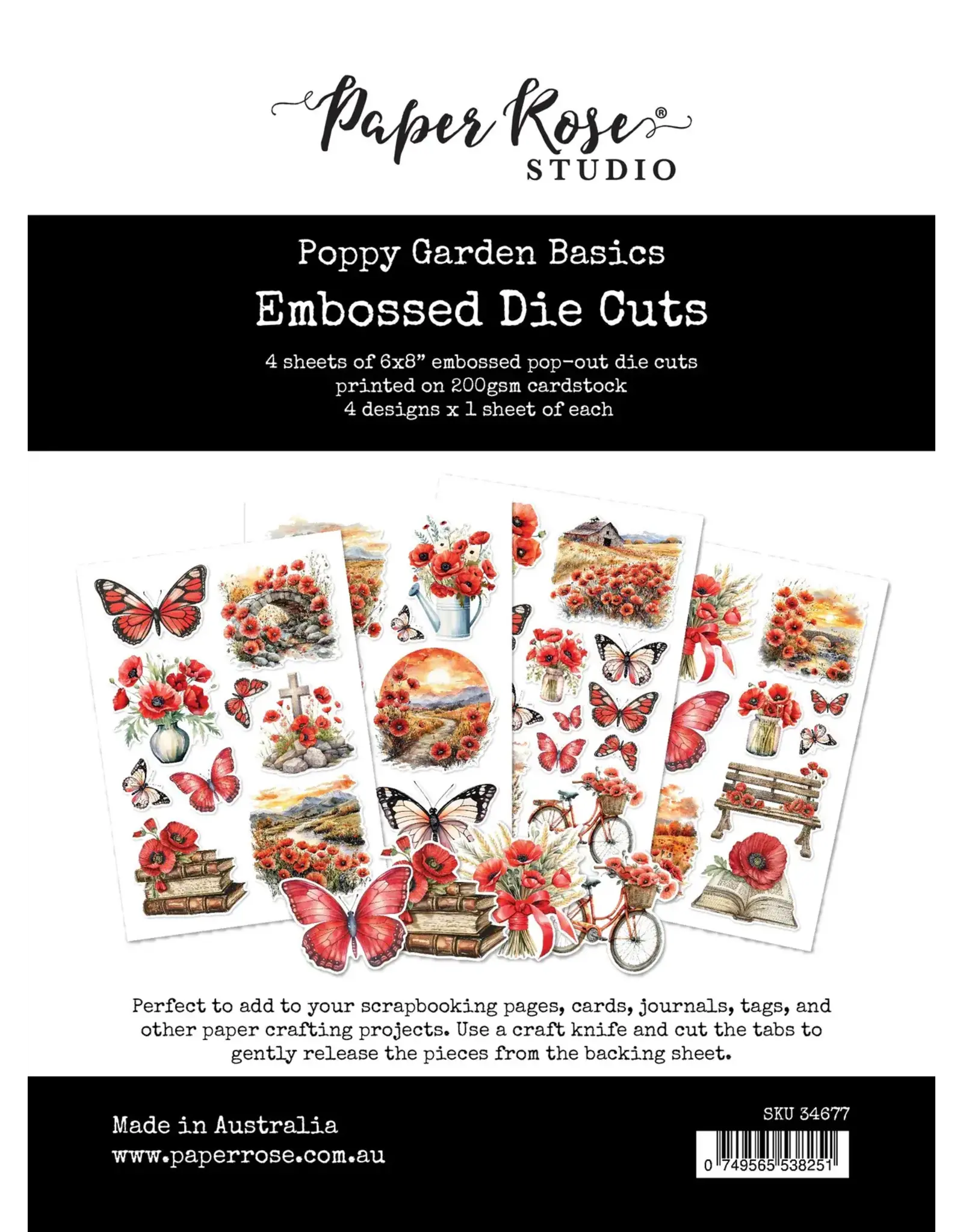 PAPER ROSE PAPER ROSE POPPY GARDEN BASICS EMBOSSED DIE CUTS