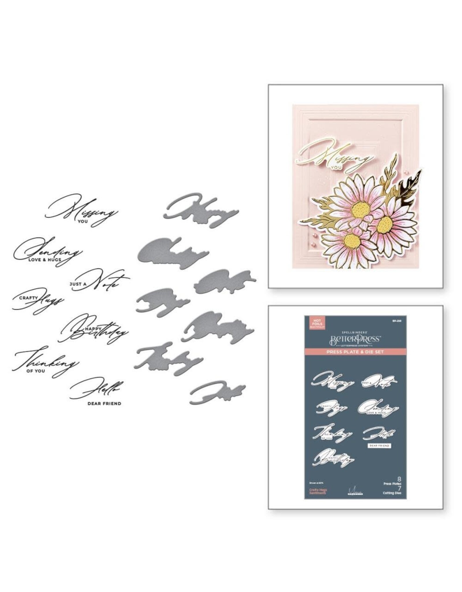 SPELLBINDERS SPELLBINDERS BETTERPRESS YANA SMAKULA YANA'S DAISIES COLLECTION CRAFTY HUGS PRESS PLATES & DIE SET