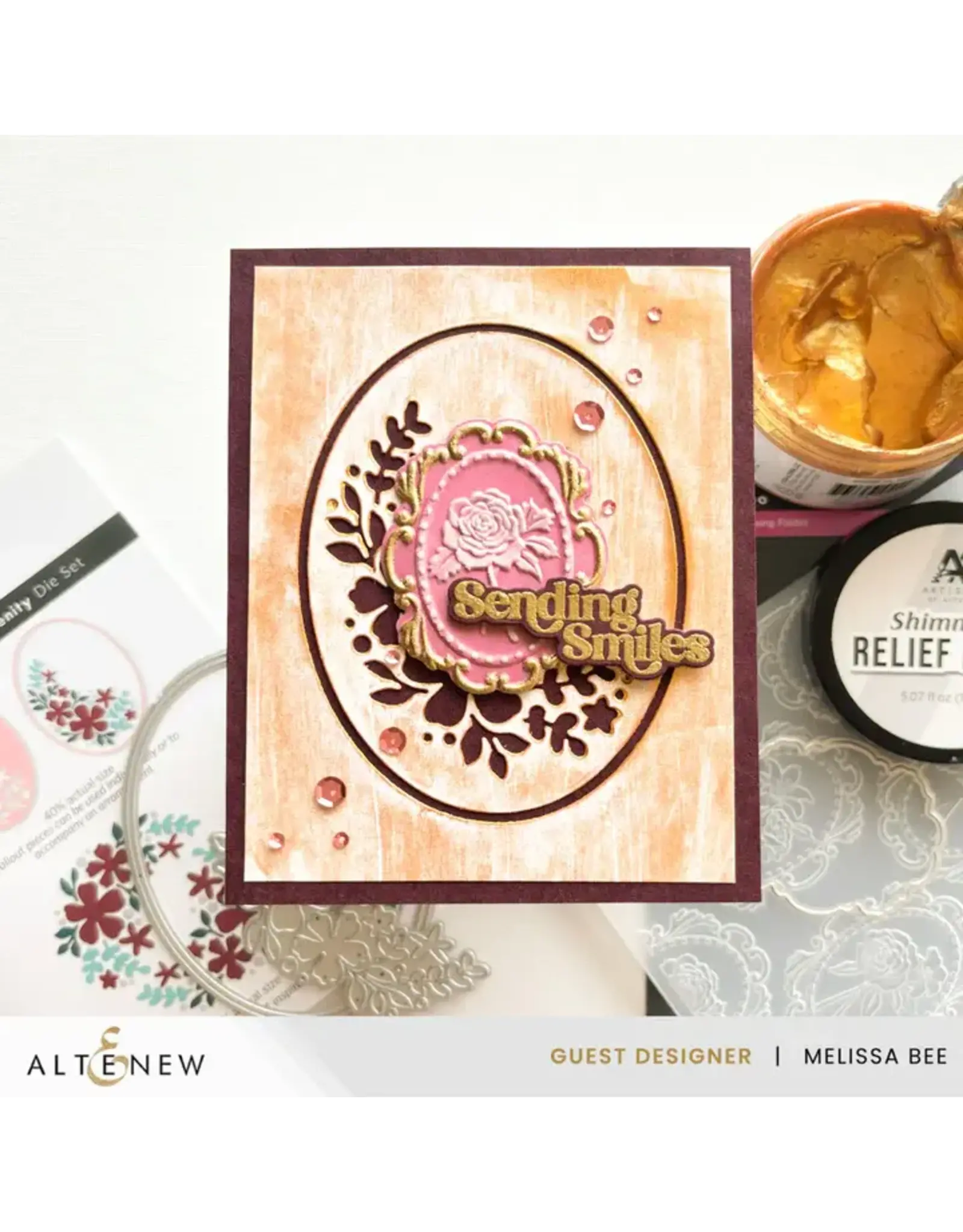 ALTENEW ALTENEW FLORAL CAMEO EMBOSSING FOLDER, STENCIL SET AND DIE BUNDLE