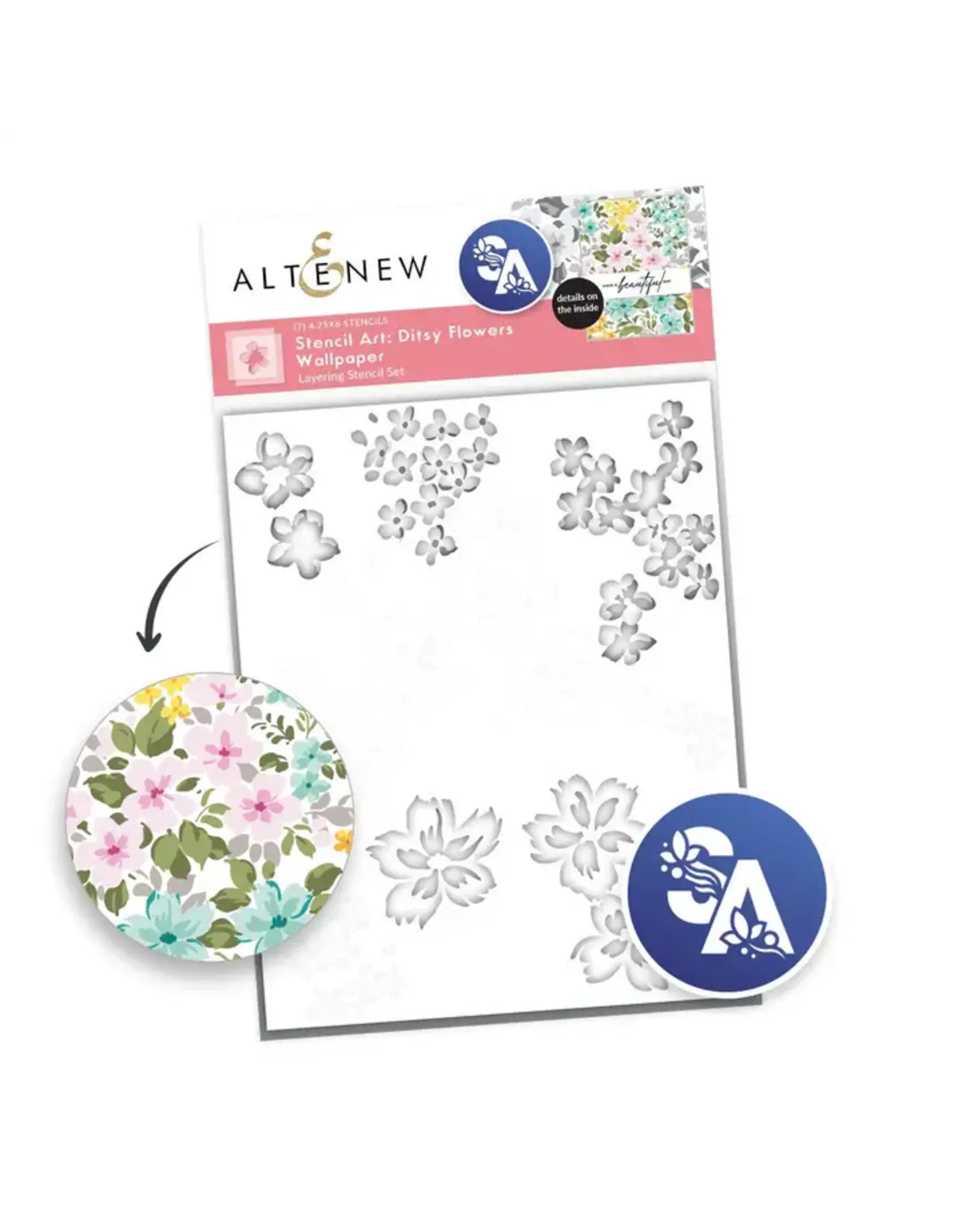 ALTENEW ALTENEW DITSY FLOWERS WALLPAPER LAYERING STENCIL SET 7/PK