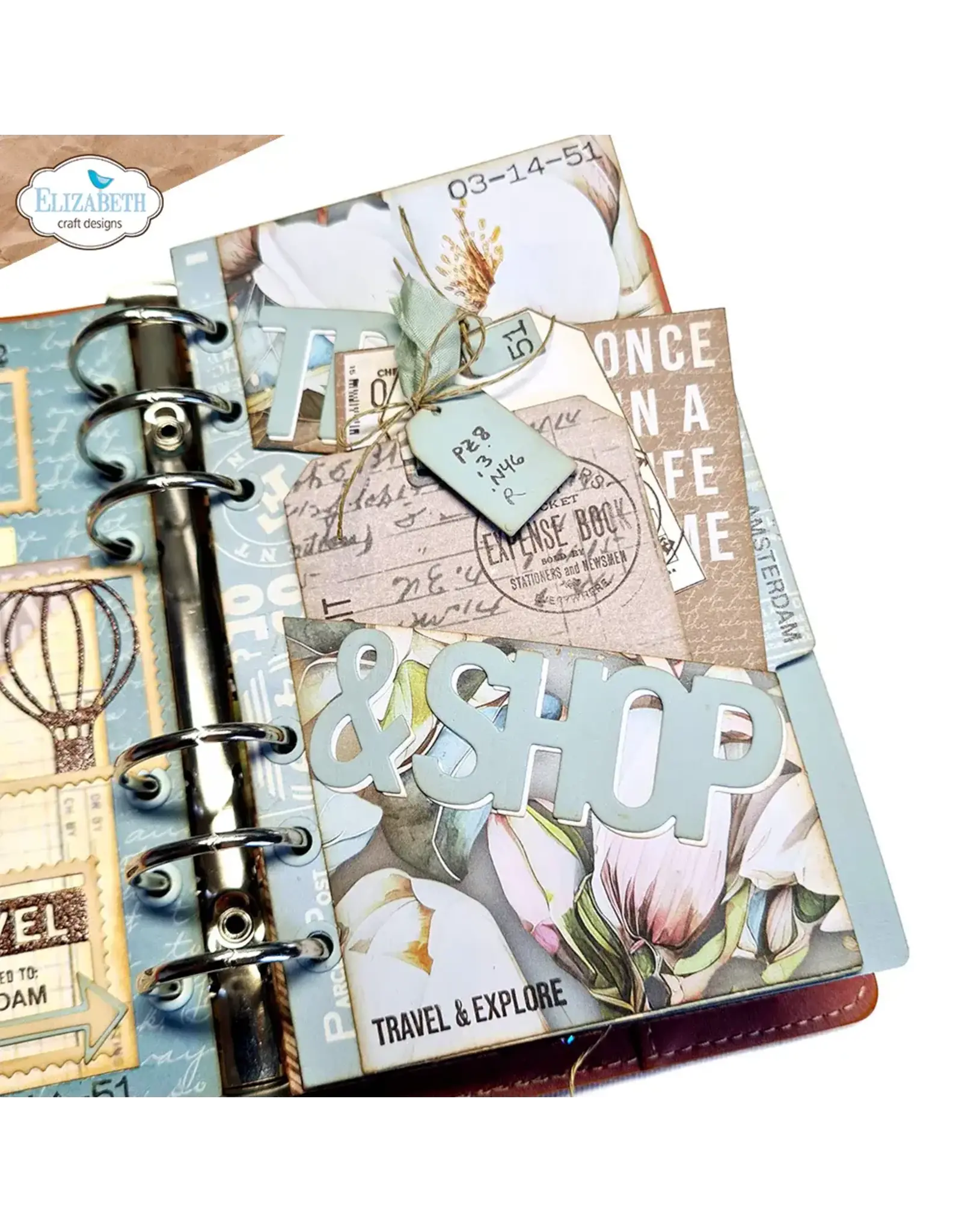 ELIZABETH CRAFT DESIGNS ELIZABETH CRAFT DESIGNS PLANNER ESSENTIALS SLANTING LIBRARY POCKET WITH BAG DIE SET