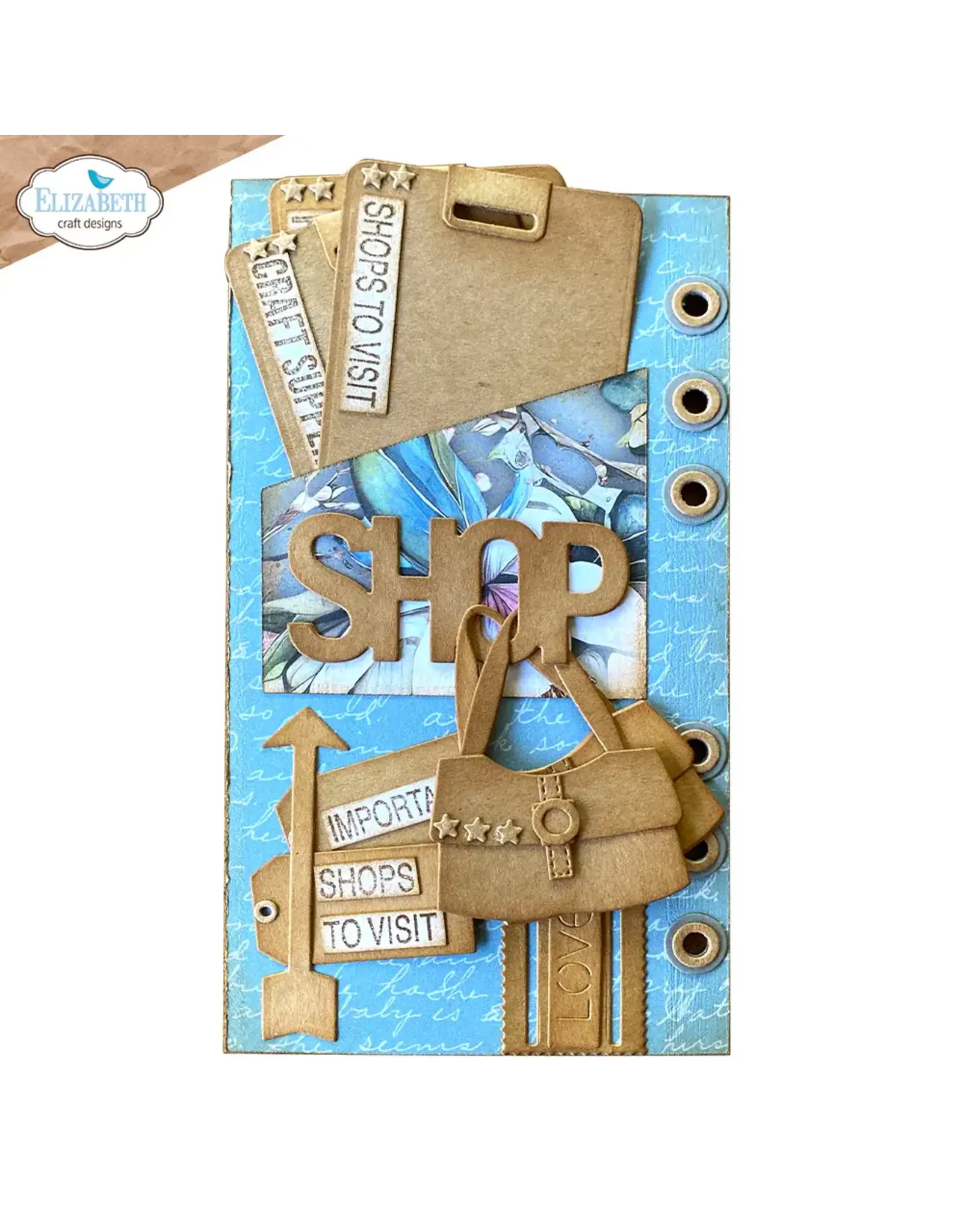 ELIZABETH CRAFT DESIGNS ELIZABETH CRAFT DESIGNS PLANNER ESSENTIALS SLANTING LIBRARY POCKET WITH BAG DIE SET
