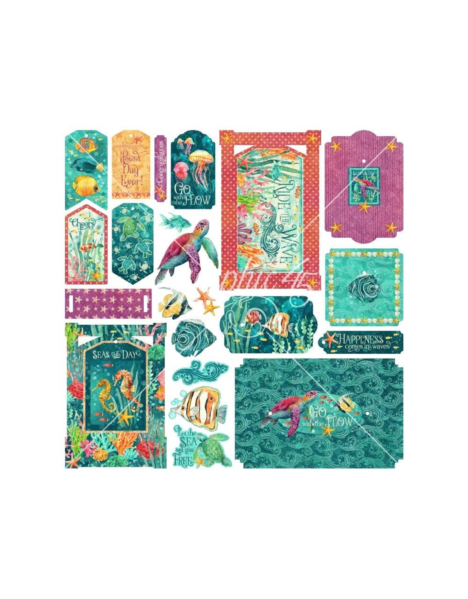 GRAPHIC 45 GRAPHIC 45 SEAS THE DAY CHIPBOARD TAGS & FRAMES