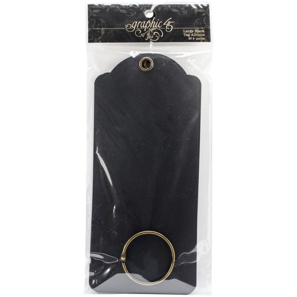 GRAPHIC 45 GRAPHIC 45 STAPLES BLACK LARGE TAG ALBUM 8.75x3.875