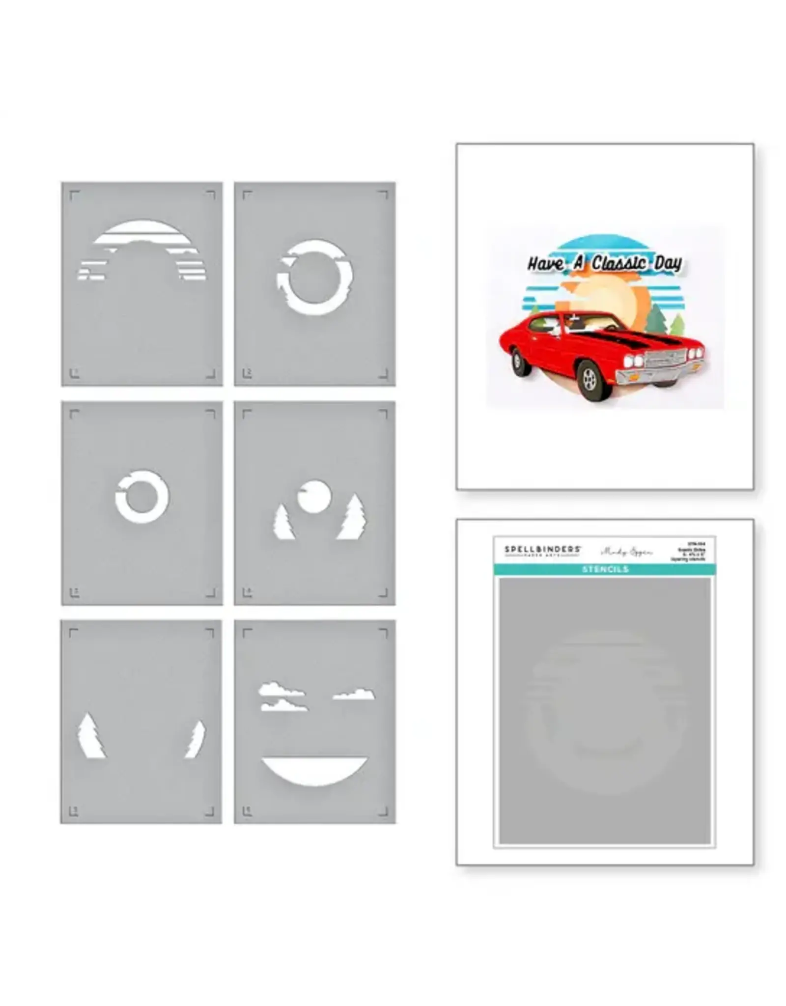 SPELLBINDERS SPELLBINDERS MINDY EGGEN CLASSIC ROAD LEGENDS COLLECTION SCENIC DRIVE STENCIL SET