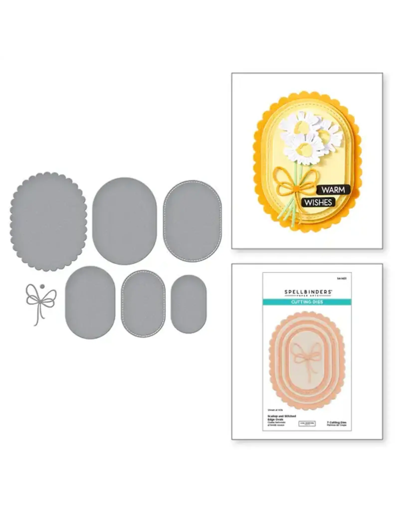 SPELLBINDERS SPELLBINDERS LISA HORTON WILDFLOWERS COLLECTION SCALLOP AND STITCHED EDGE OVALS ETCHED DIE SET