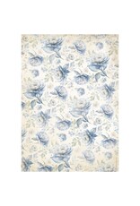 STAMPERIA STAMPERIA TIMELESS BLUE FLOWERS PATTERN A4 RICE PAPER