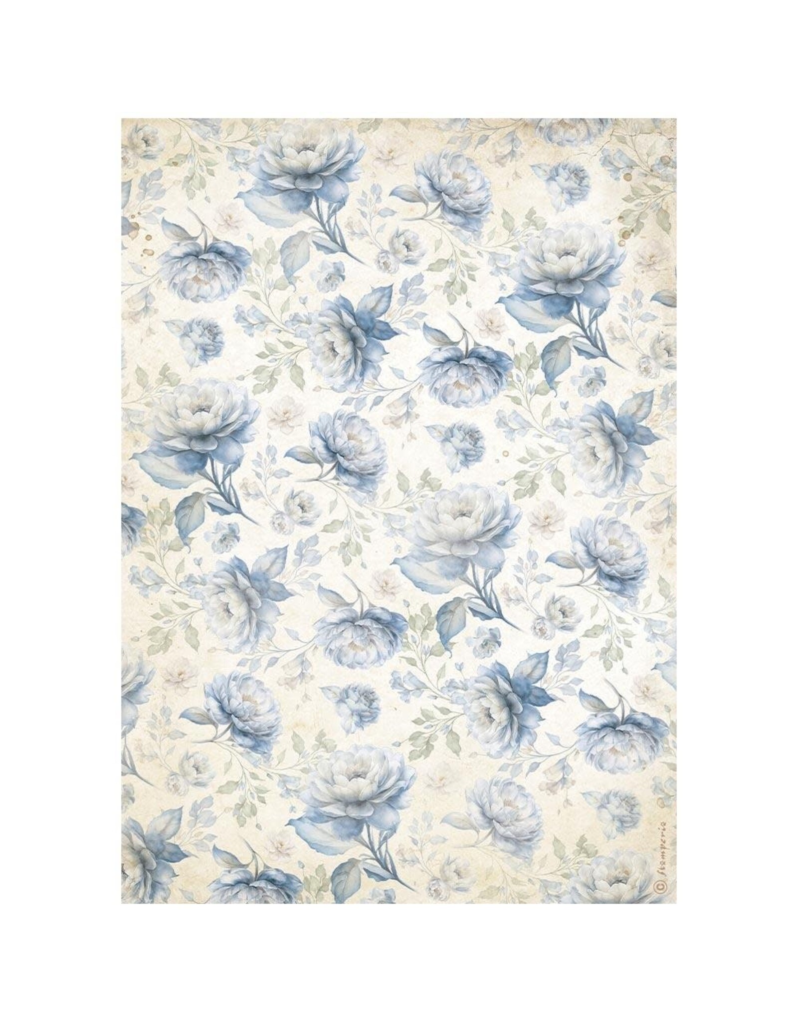 STAMPERIA STAMPERIA TIMELESS BLUE FLOWERS PATTERN A4 RICE PAPER
