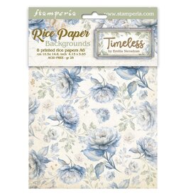 STAMPERIA STAMPERIA TIMELESS ASSORTED A6 RICE PAPER DECOUPAGE BACKGROUNDS 10.5X14.8CM 8/PK