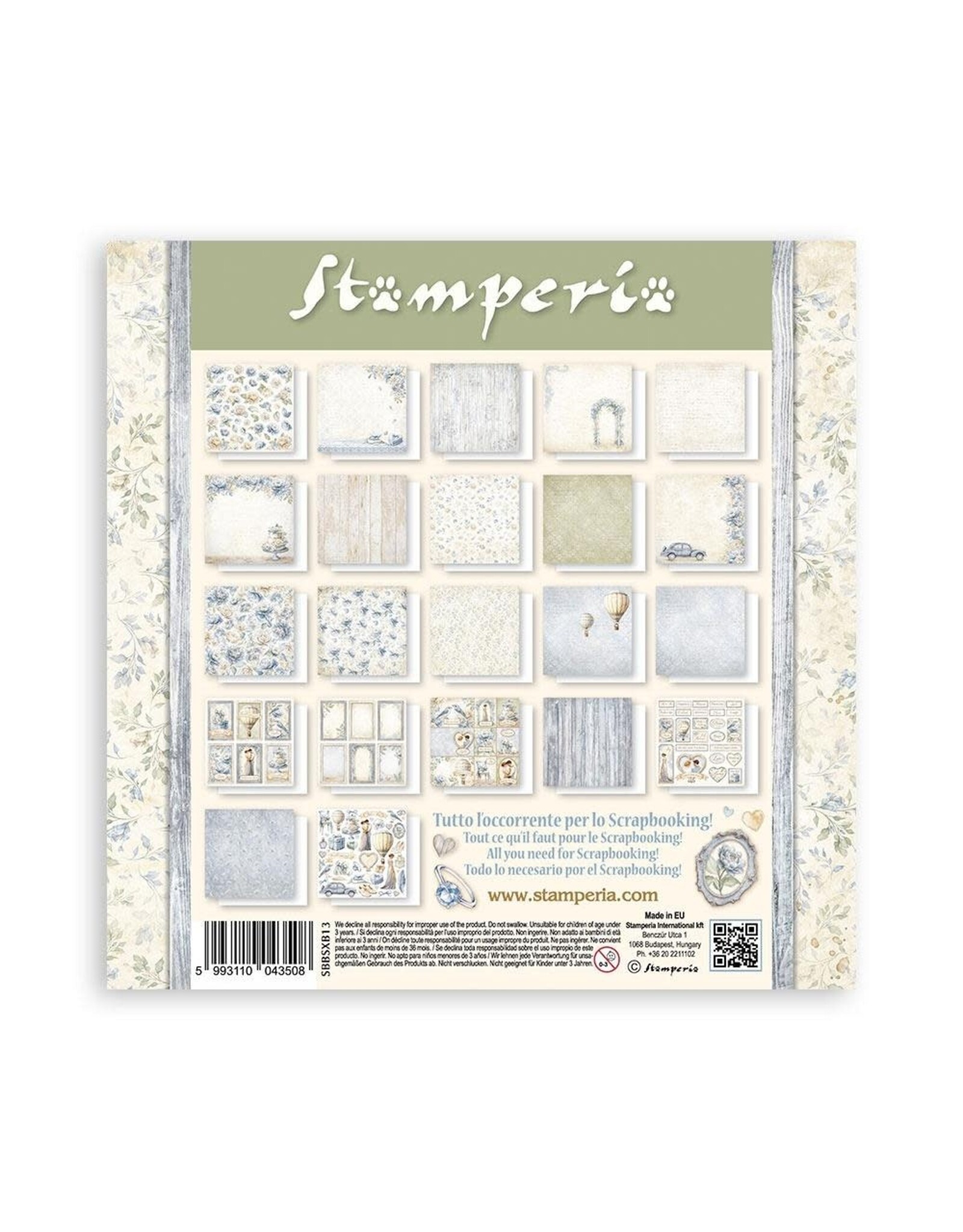 STAMPERIA STAMPERIA TIMELESS MAXI PAD 8x8 PAPER PACK 22 SINGLE FACED SHEETS