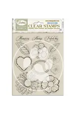 STAMPERIA STAMPERIA TIMELESS FLOWERS AND HEARTS CLEAR STAMP SET