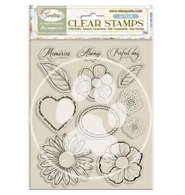 STAMPERIA STAMPERIA TIMELESS FLOWERS AND HEARTS CLEAR STAMP SET