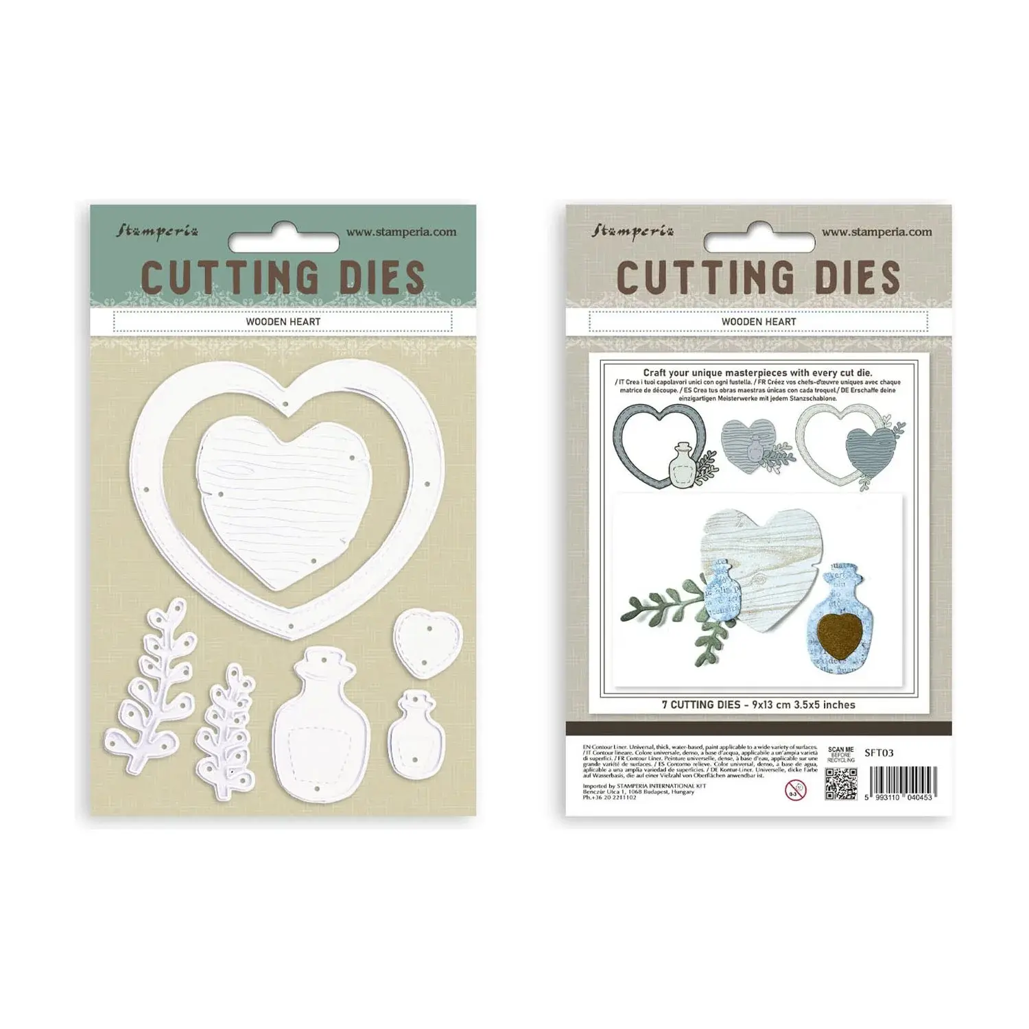 STAMPERIA STAMPERIA WOODEN HEART A6 DIE SET