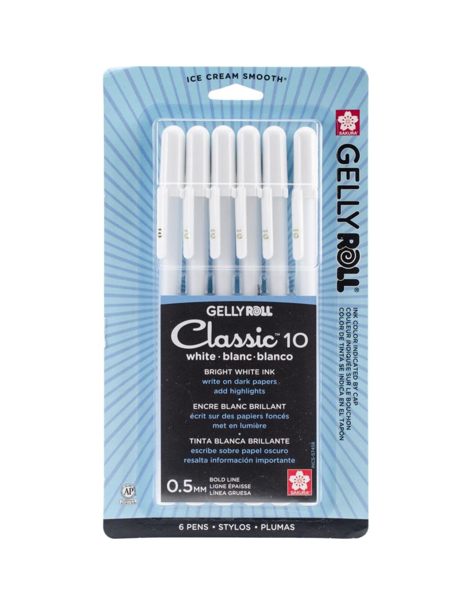 SAKURA SAKURA GELLY ROLL OPAQUE WHITE 10 .5MM PEN