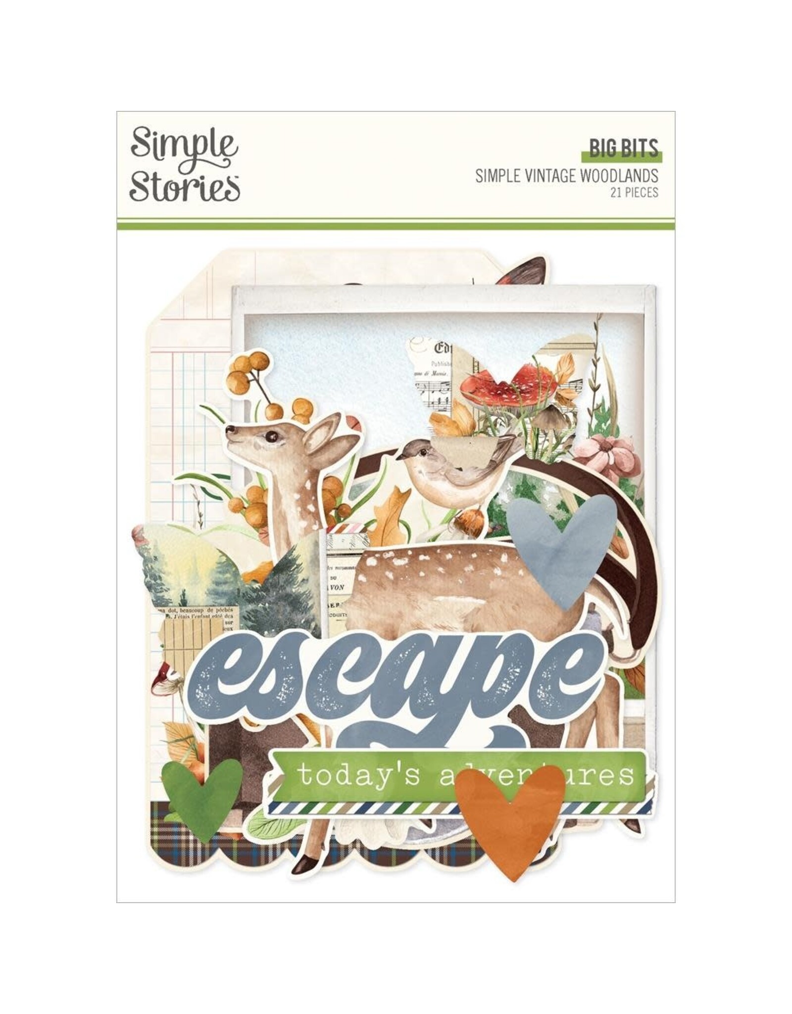 SIMPLE STORIES SIMPLE STORIES SIMPLE VINTAGE WOODLANDS BIG BITS & PIECES 21/PK