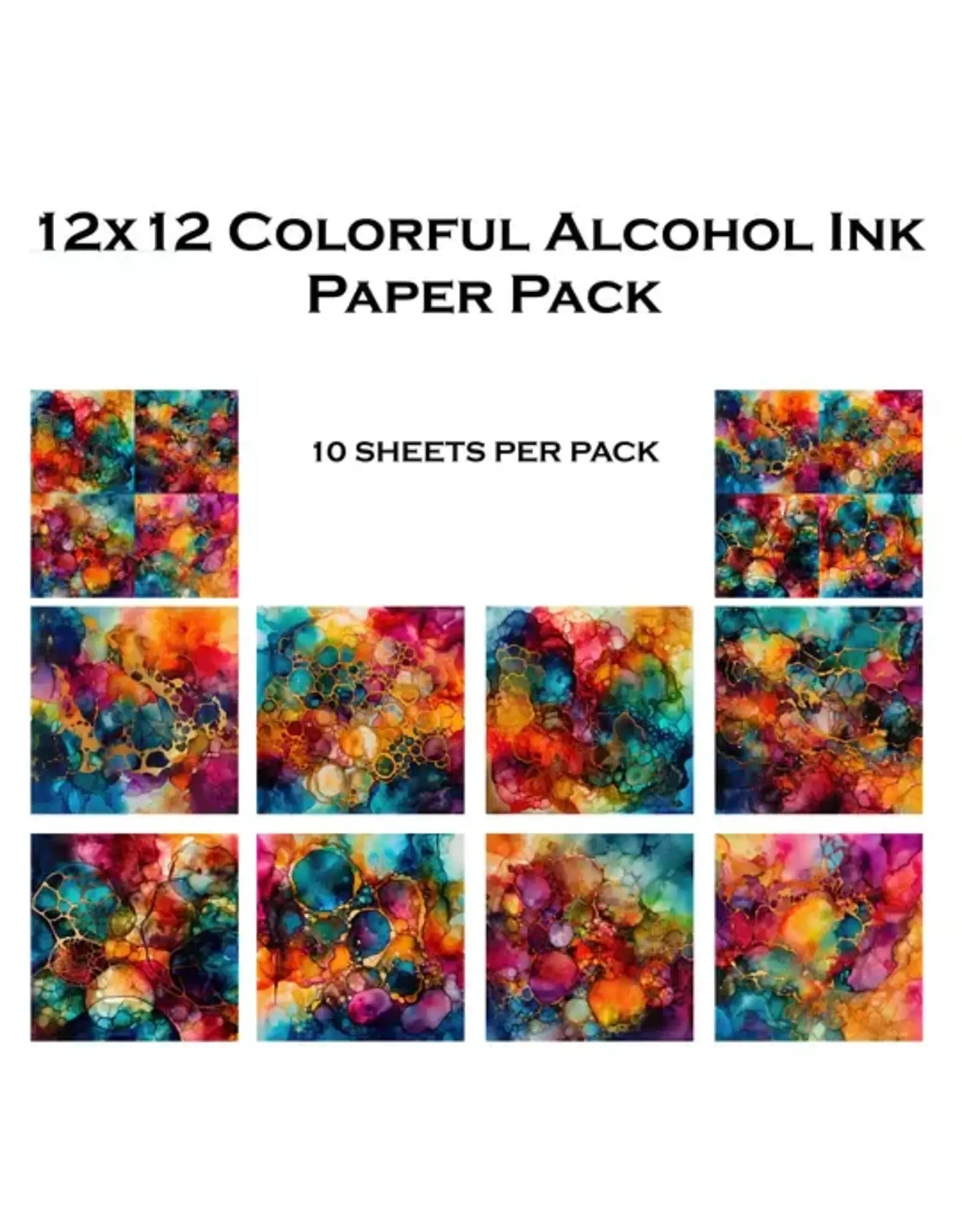 SIMPLY STATED SIMPLY STATED COLORFUL ALCOHOL INK 12x12 GLOSSY PAPER PACK