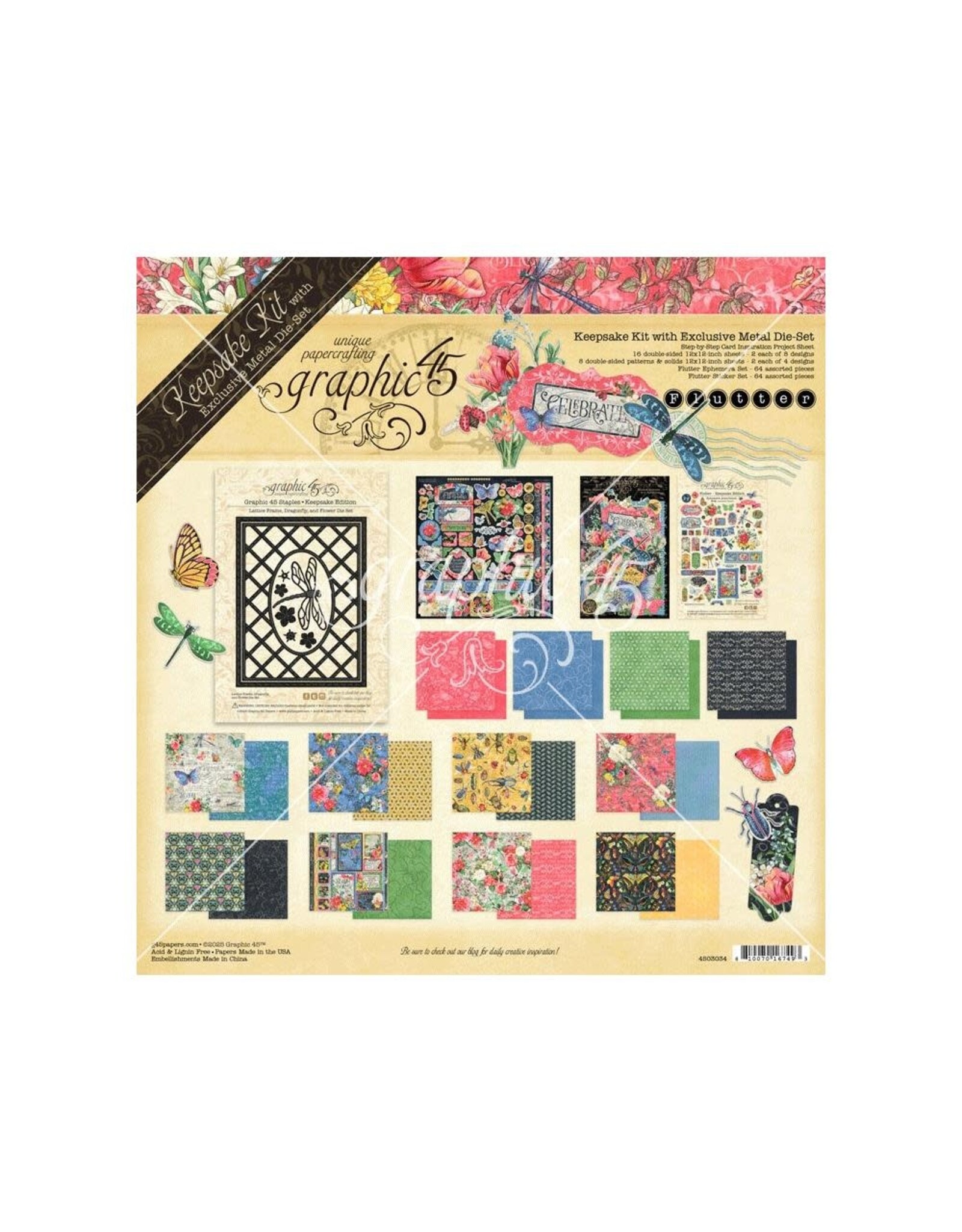 GRAPHIC 45 GRAPHIC 45 FLUTTER KEEPSAKE KIT WITH EXCLUSIVE METAL DIE