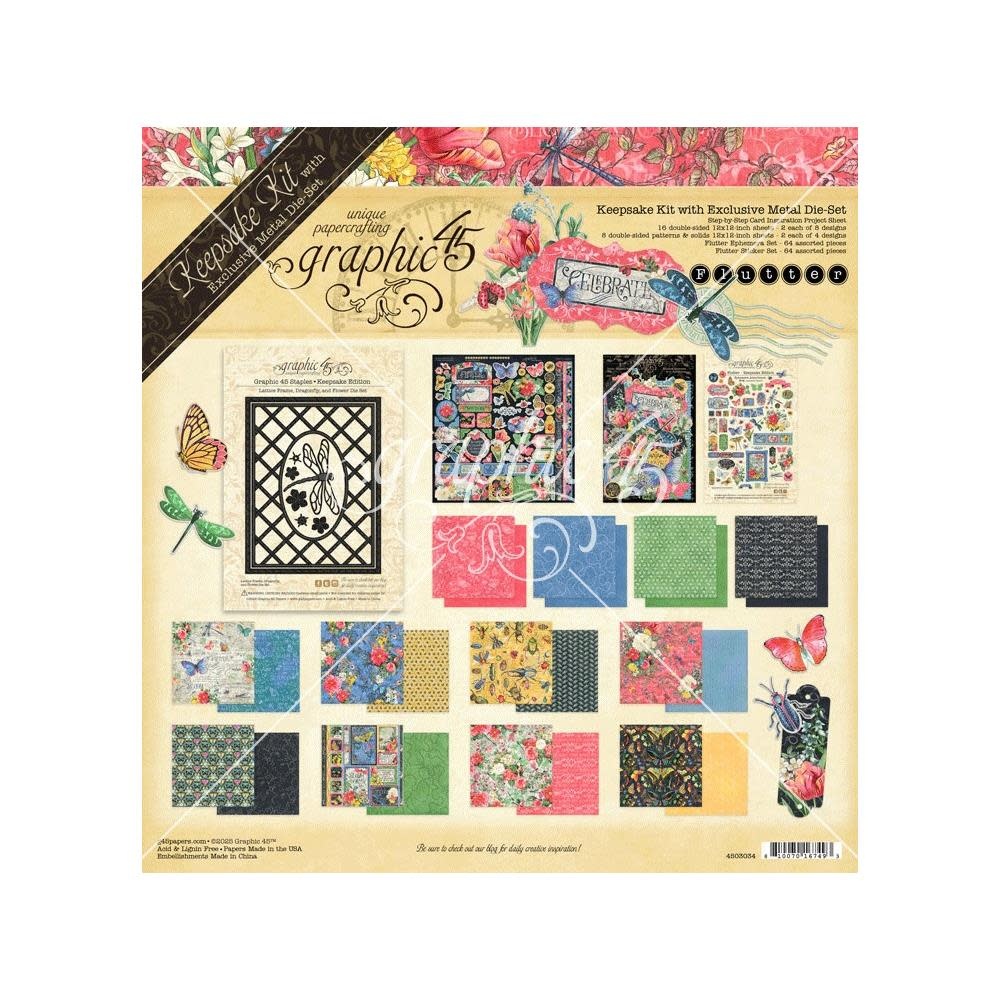 GRAPHIC 45 GRAPHIC 45 FLUTTER KEEPSAKE KIT WITH EXCLUSIVE METAL DIE