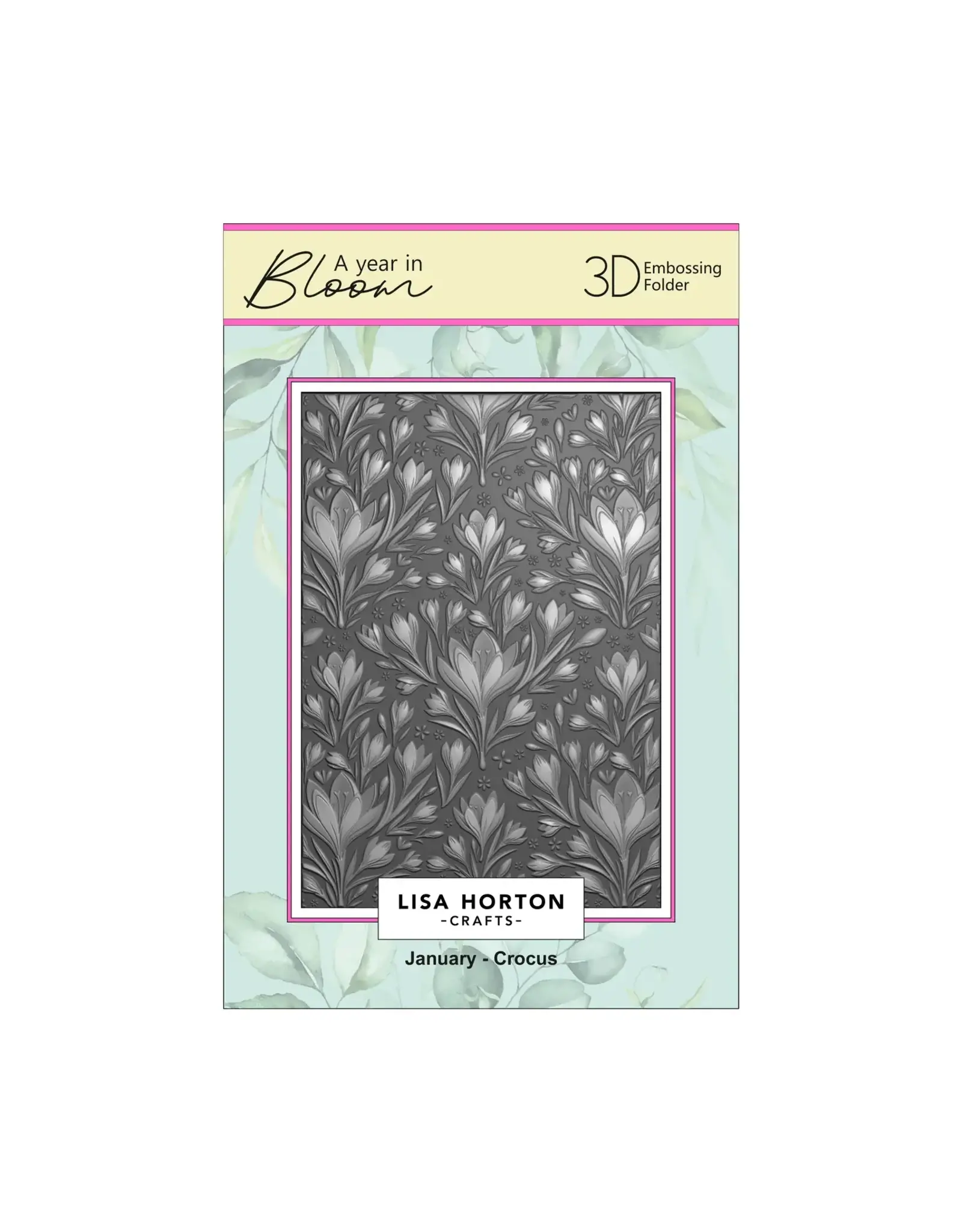 LISA HORTON CRAFTS LISA HORTON CRAFTS A YEAR IN BLOOM LIMITED EDITION A6 3D EMBOSSING FOLDER JANUARY - CROCUS