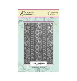 LISA HORTON CRAFTS LISA HORTON CRAFTS A YEAR IN BLOOM LIMITED EDITION A6 3D EMBOSSING FOLDER FEBRUARY - VIOLETS